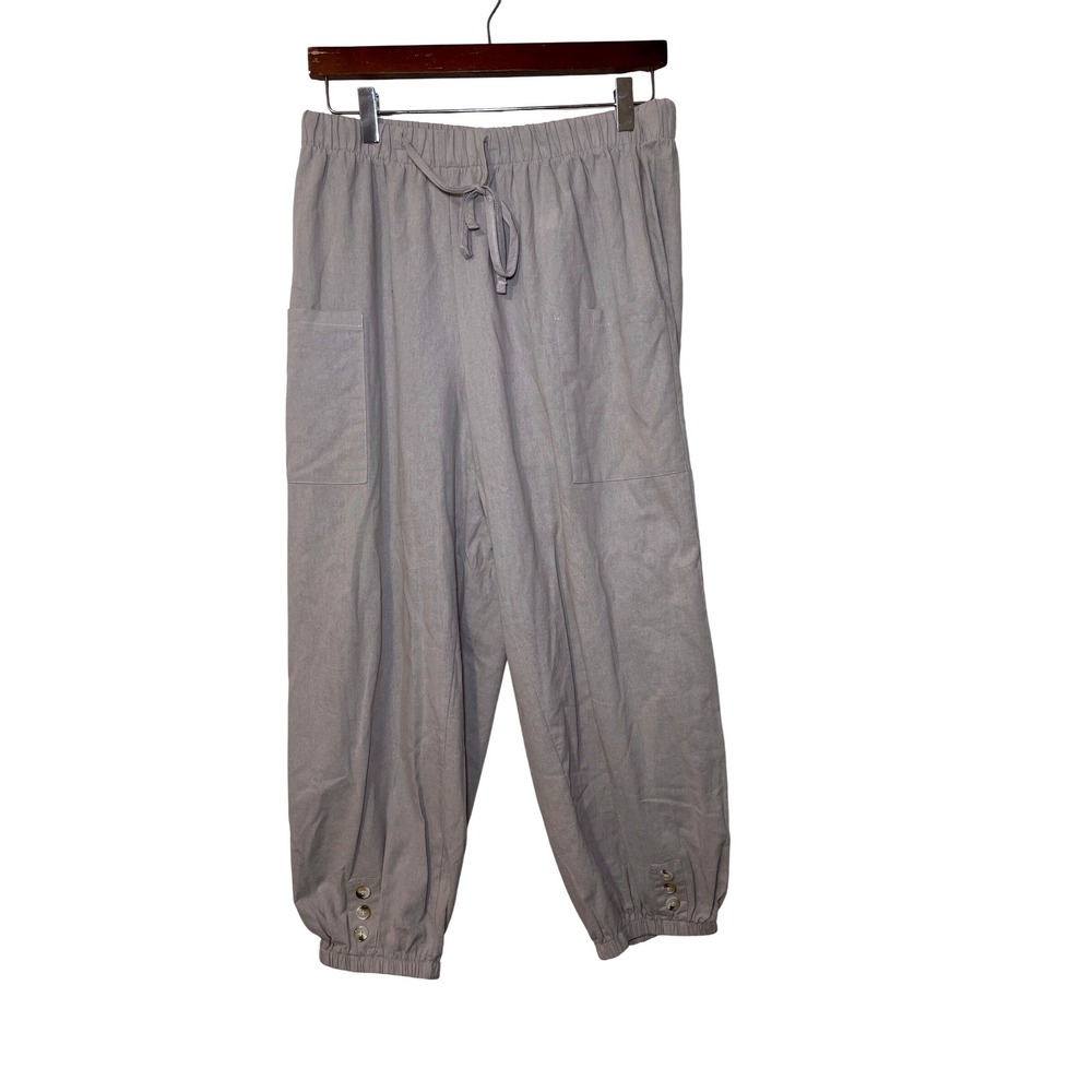 Cropped Balloon Pants Tan Lagenlook Coastal Boho Minimalist Casual Large Neutral